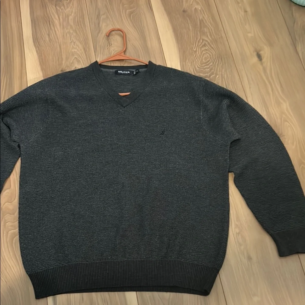 Nautica Black V-Neck Sweater Classic Style